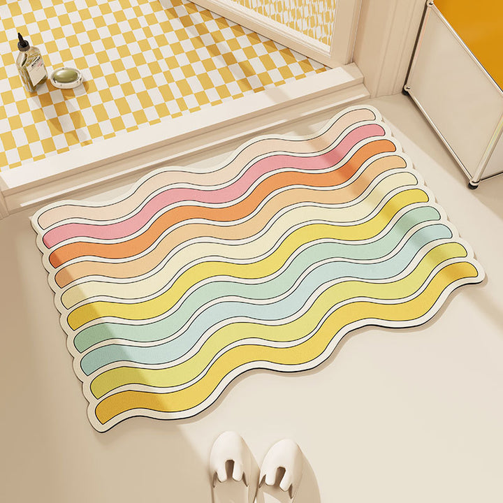 Rainbow bathroom mat, absorbent