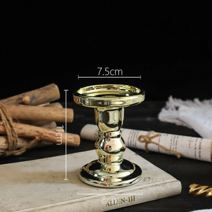 Glass candle tray with pillar base, modern