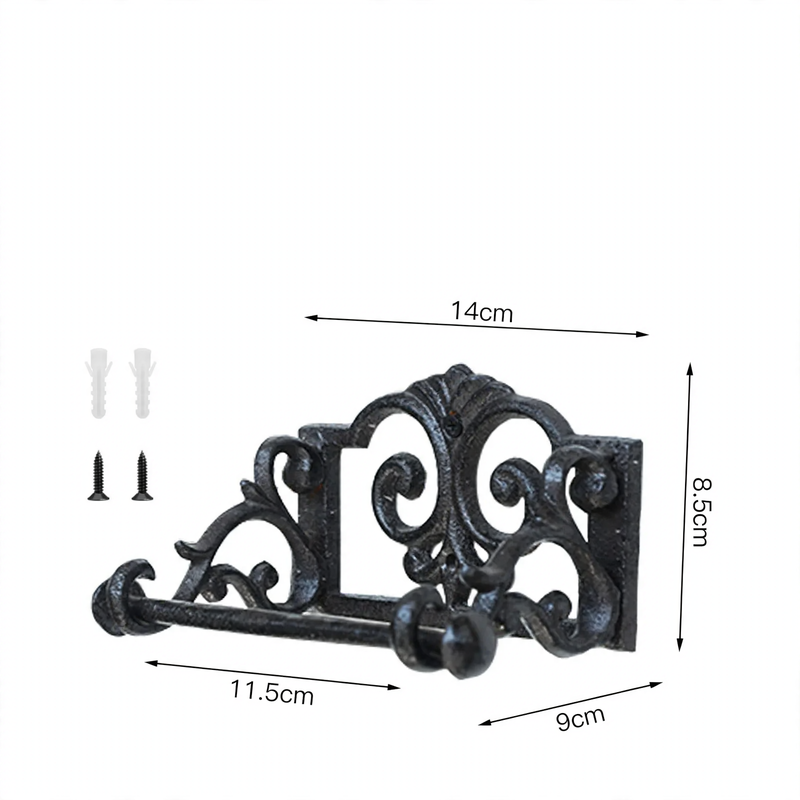 Cast iron wall bracket for towels and paper