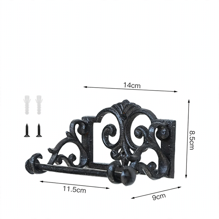 Cast iron wall bracket for towels and paper