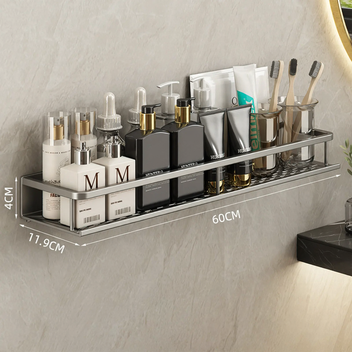 Wall shelf made of space aluminum, hole-free