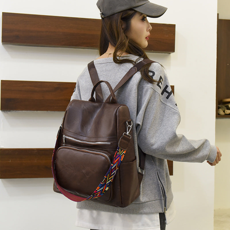 Travel backpack women, PU, waterproof, large capacity