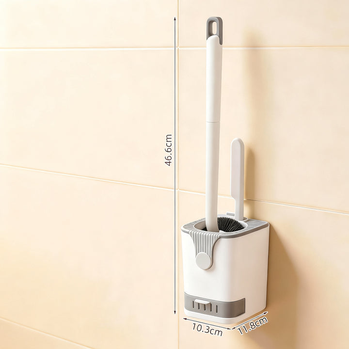 Toilet brush with holder, wall mountable