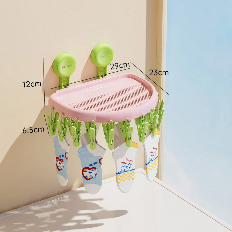 Clothes drying rack and clips, plastic, model DD2516-1