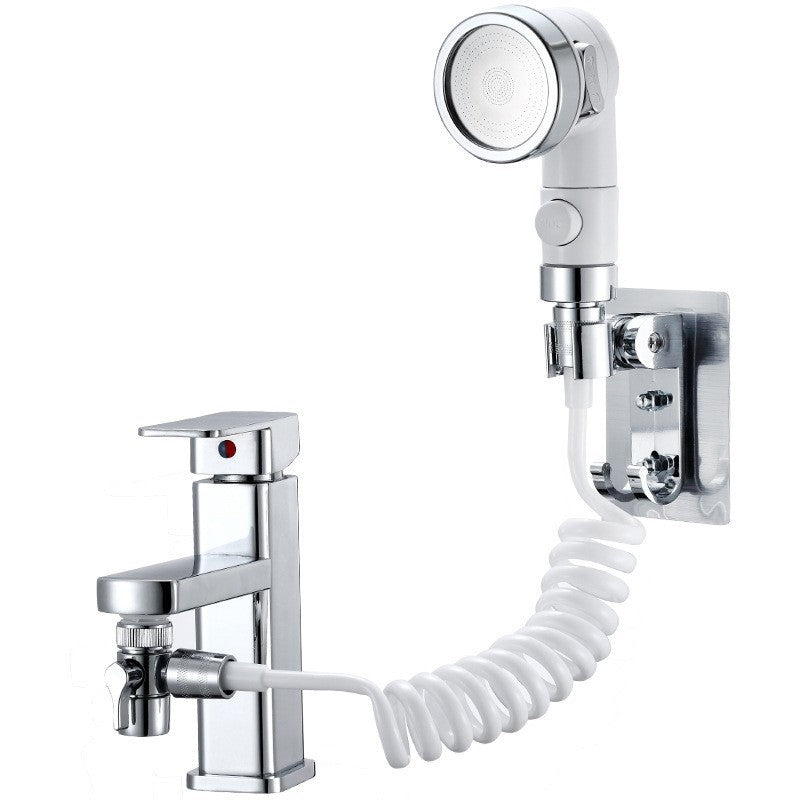 Faucet attachment with shower head and filtration