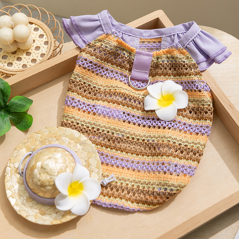Dog carrier shirt with floral pattern, spring and summer