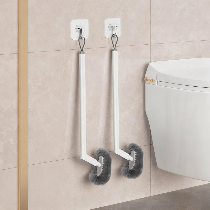 Toilet brush with long handle, wall mountable