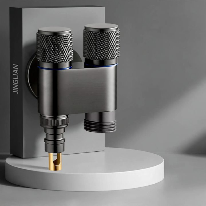 Two-way corner valve for washing machine, stainless steel