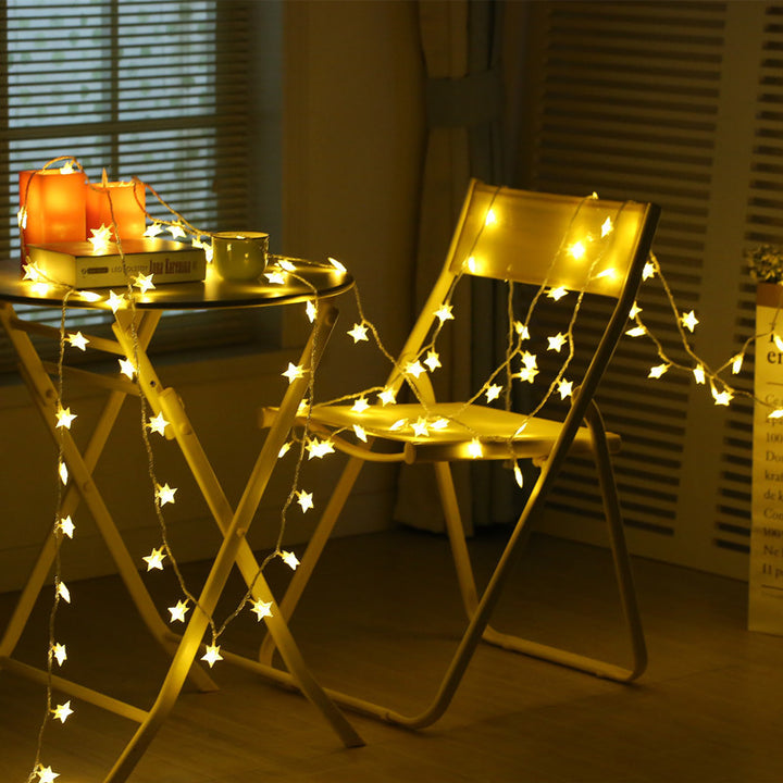 LED fairy lights with star motifs
