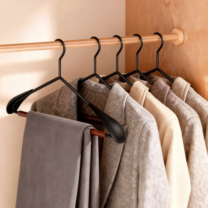 Beech wood hangers, non-slip, set of 5–30