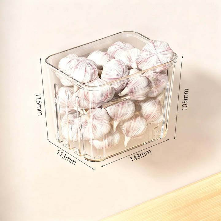 Storage box for garlic, ginger, and onions