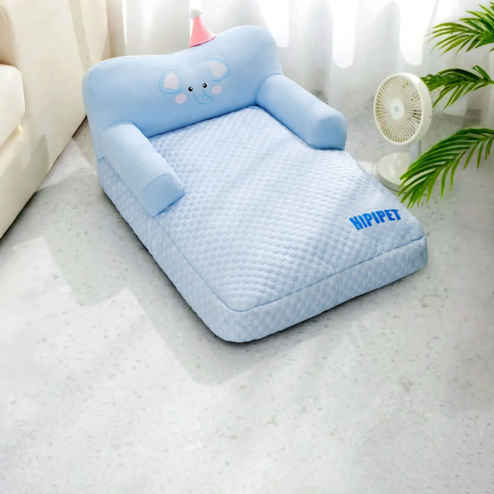 Cooling pet bed with backrest