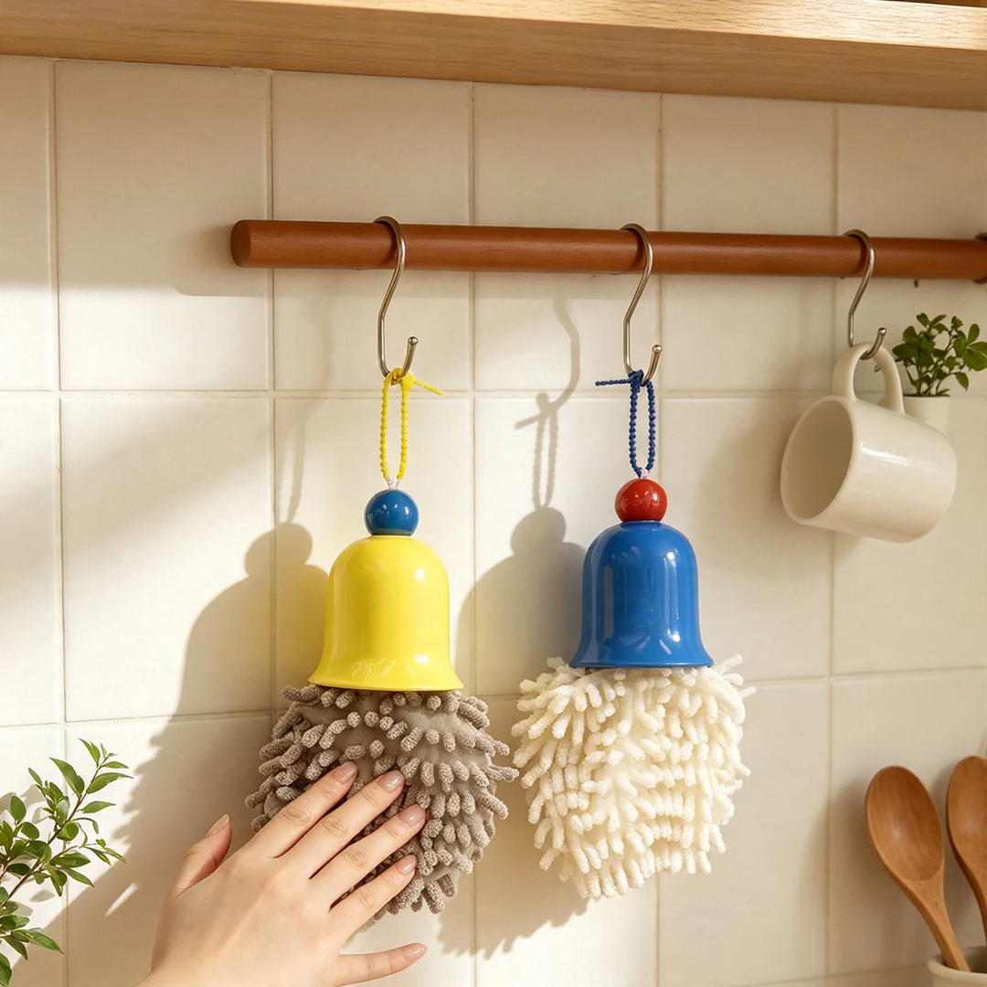 Towel for hanging with bell, highly absorbent