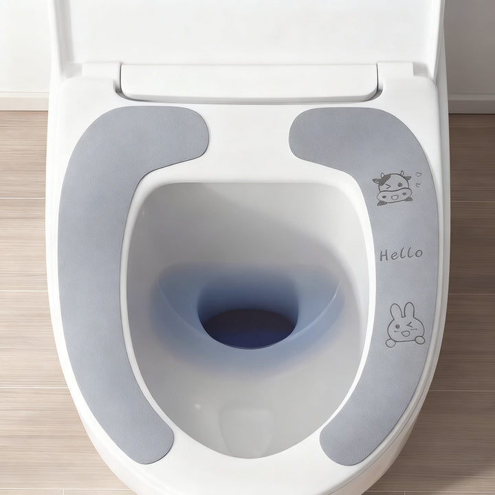 Plush toilet seat cover, self-adhesive