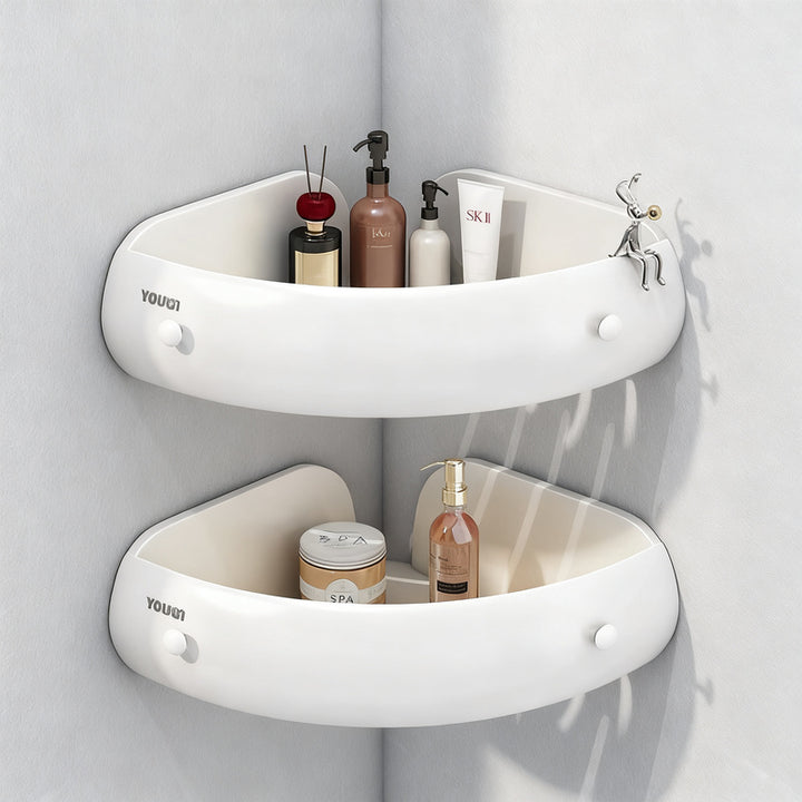Wall shelf for bathroom, aluminum, triangular