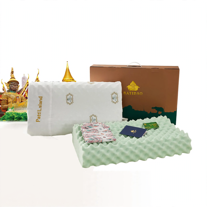 Natural latex pillow with massage structure, gift set