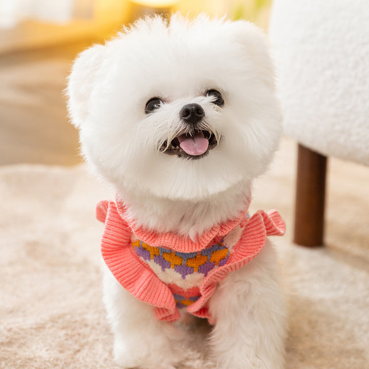 Pet Knit Sweater with Floral Pattern
