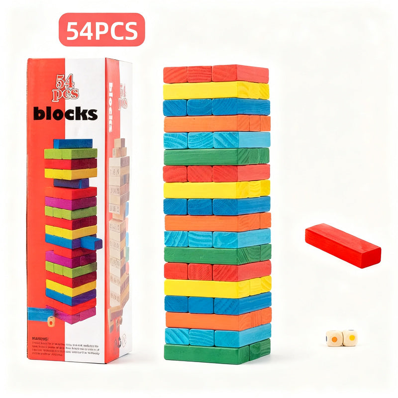 Wood stacking game, 48–51 pieces