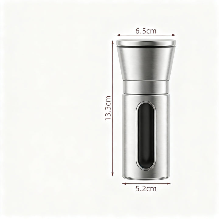 Stainless steel pepper mill with ceramic grinder