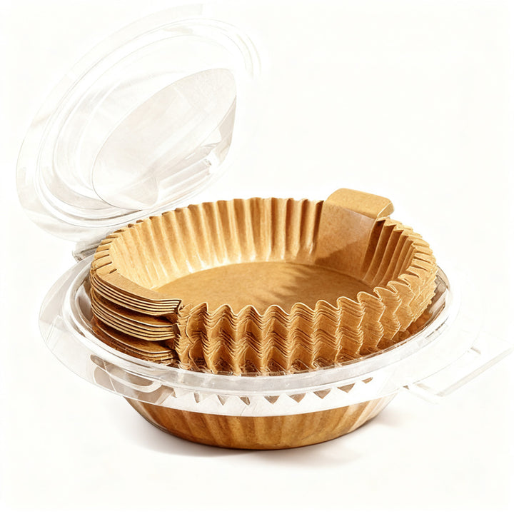 Baking paper and aluminum trays for hot air fryers