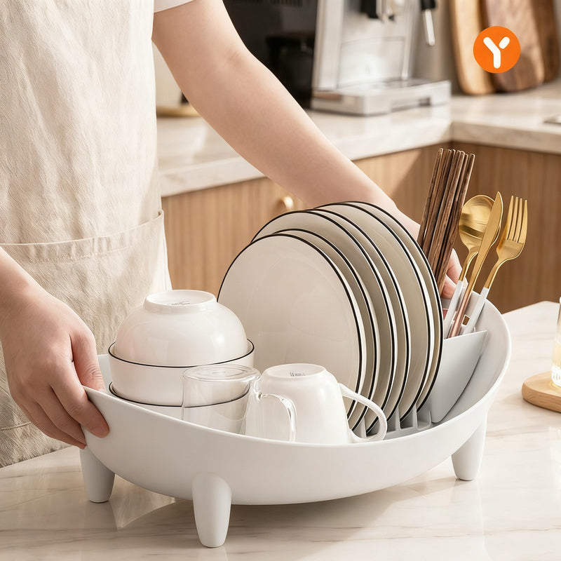 Dish drying rack with drip tray, plastic