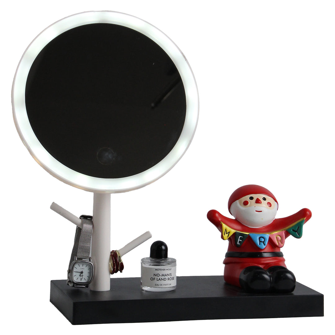LED makeup mirror with smartphone holder