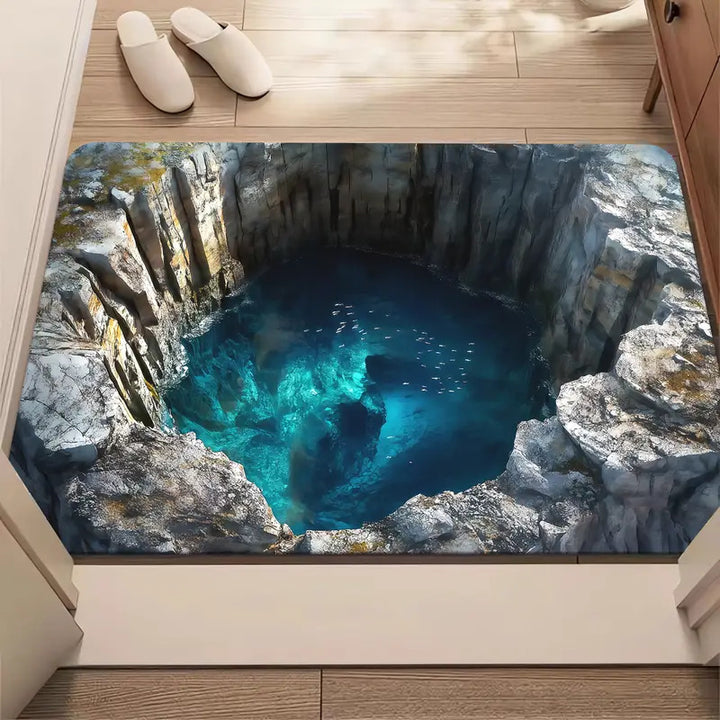 Bathroom mat made of diatomaceous earth with 3D pattern