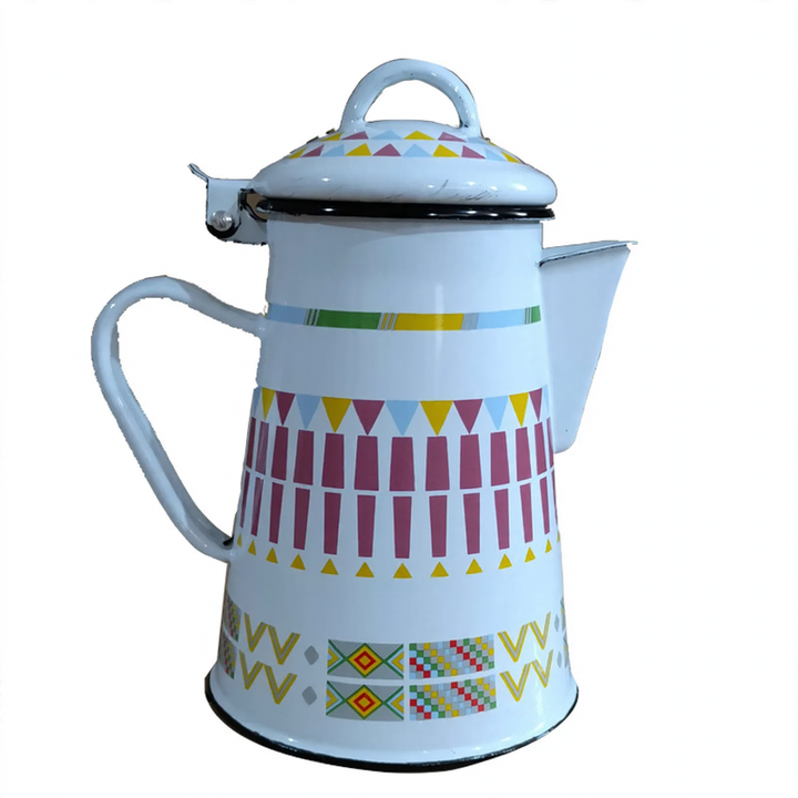 Enamel jug with handle, Blue design