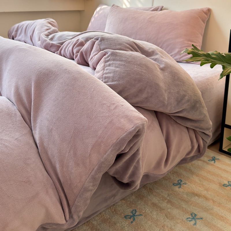 Milk fiber bedding set, winter, double-layered