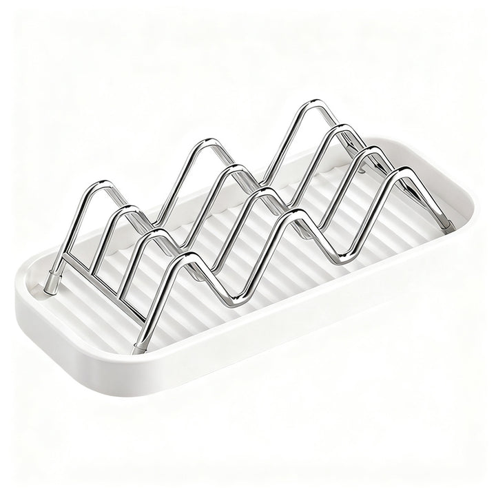 Soap dish made of stainless steel with shelf