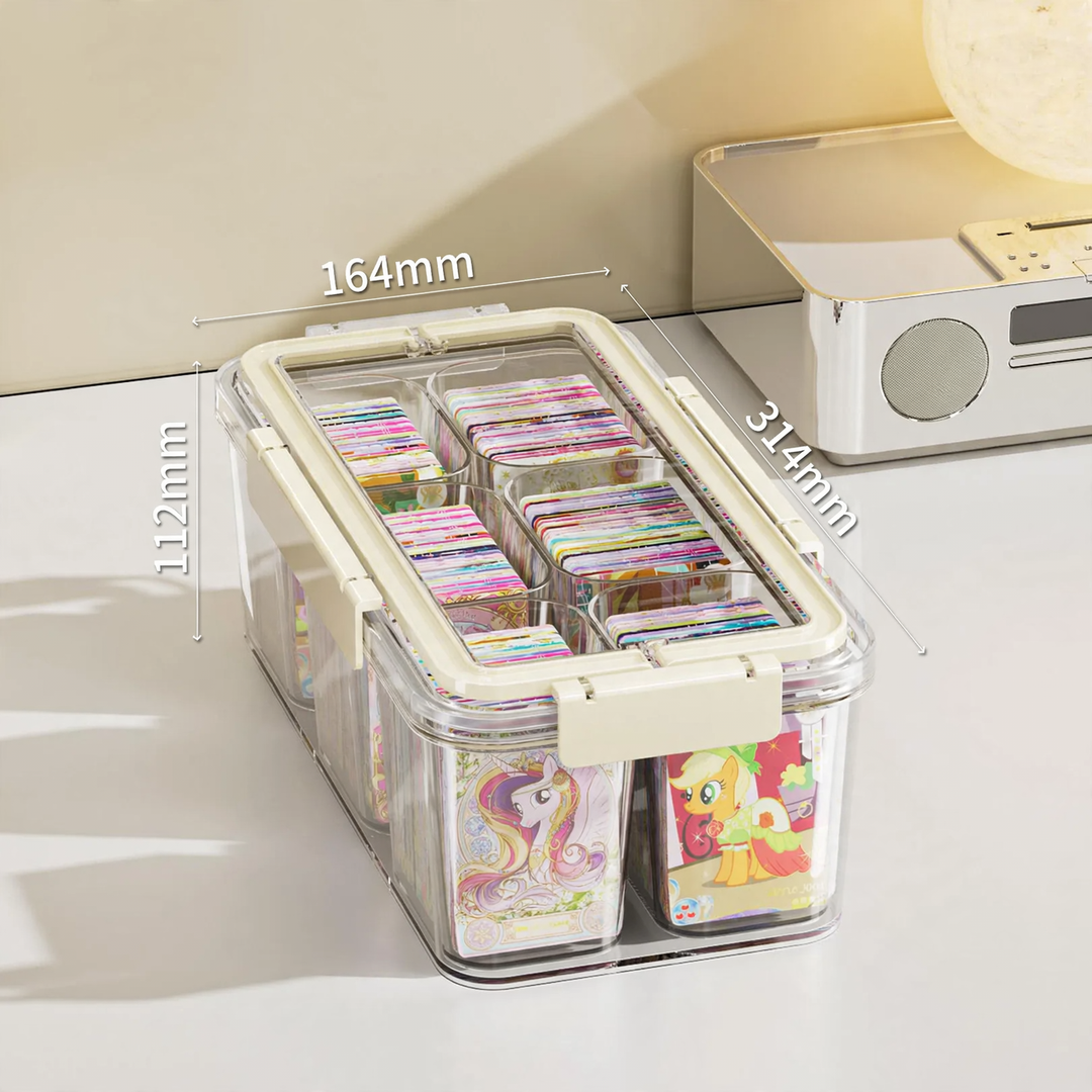 Card collection organizer, transparent, 5 compartments