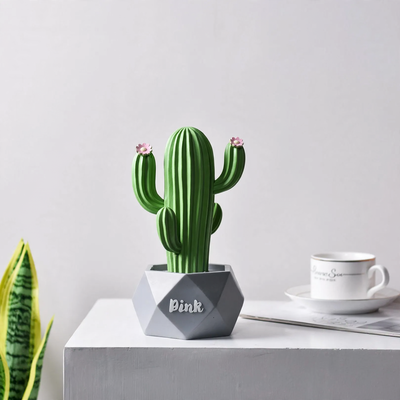 Cactus decor made of resin, Nordic