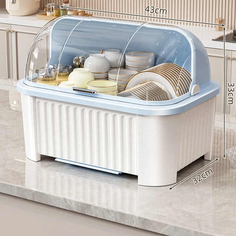 Plastic dish rack with shelf