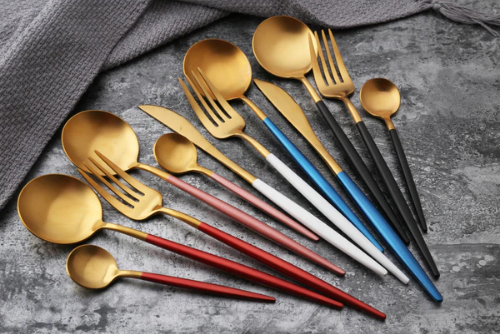 Luxury 24-Piece Gold-Silver Cutlery Set for Stylish Table Setting Noxord