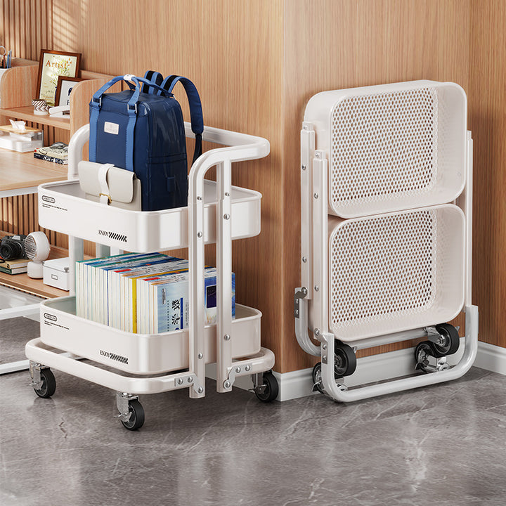 Mobile bookshelf with wheels, collapsible