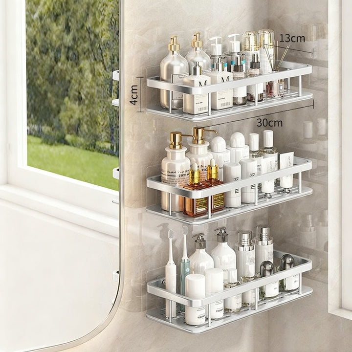Wall shelf bathroom, triangular, no drilling, aluminum