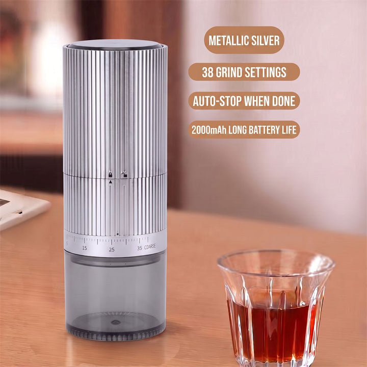 Portable electric coffee grinder with battery