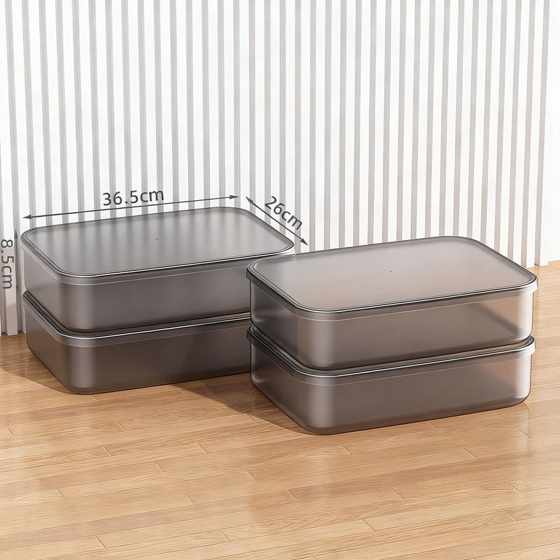 Transparent storage box made of plastic