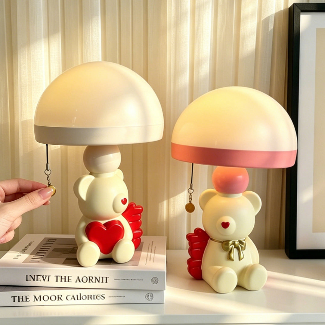 Nightstand lamp with motif, pull switch