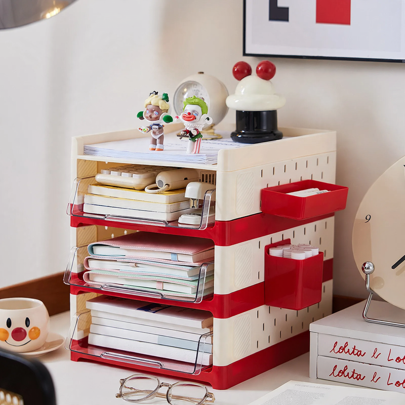 Lochplatte shelf with extendable compartments, 2-layer