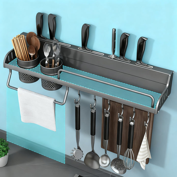 Wall shelf for kitchen, aluminum, no drilling