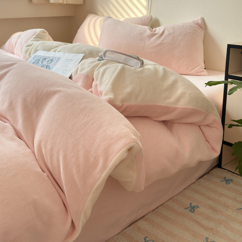 Milk fiber bedding set, winter, double-layered