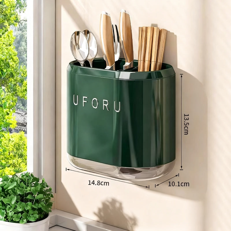 Chopstick and Cutlery Holder with Draining Tray