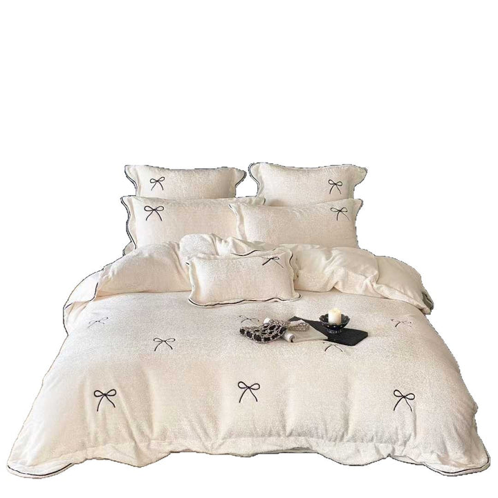Bedding set made of milk fiber, embroidered, 4-piece