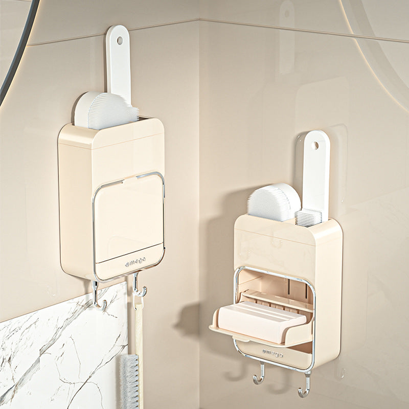 Soap box, wall mounted, with drain
