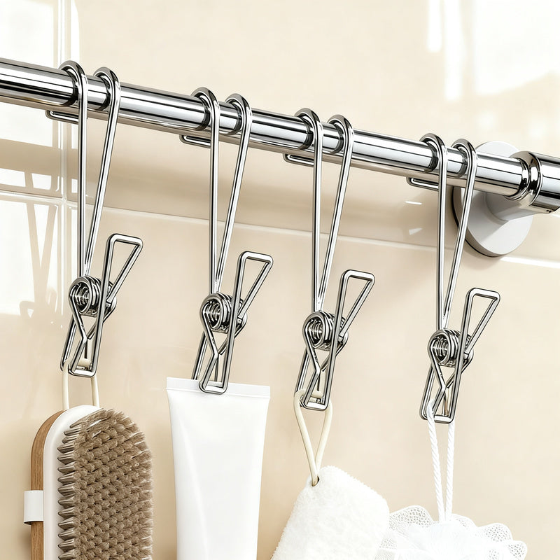 Stainless steel clothespin with hook
