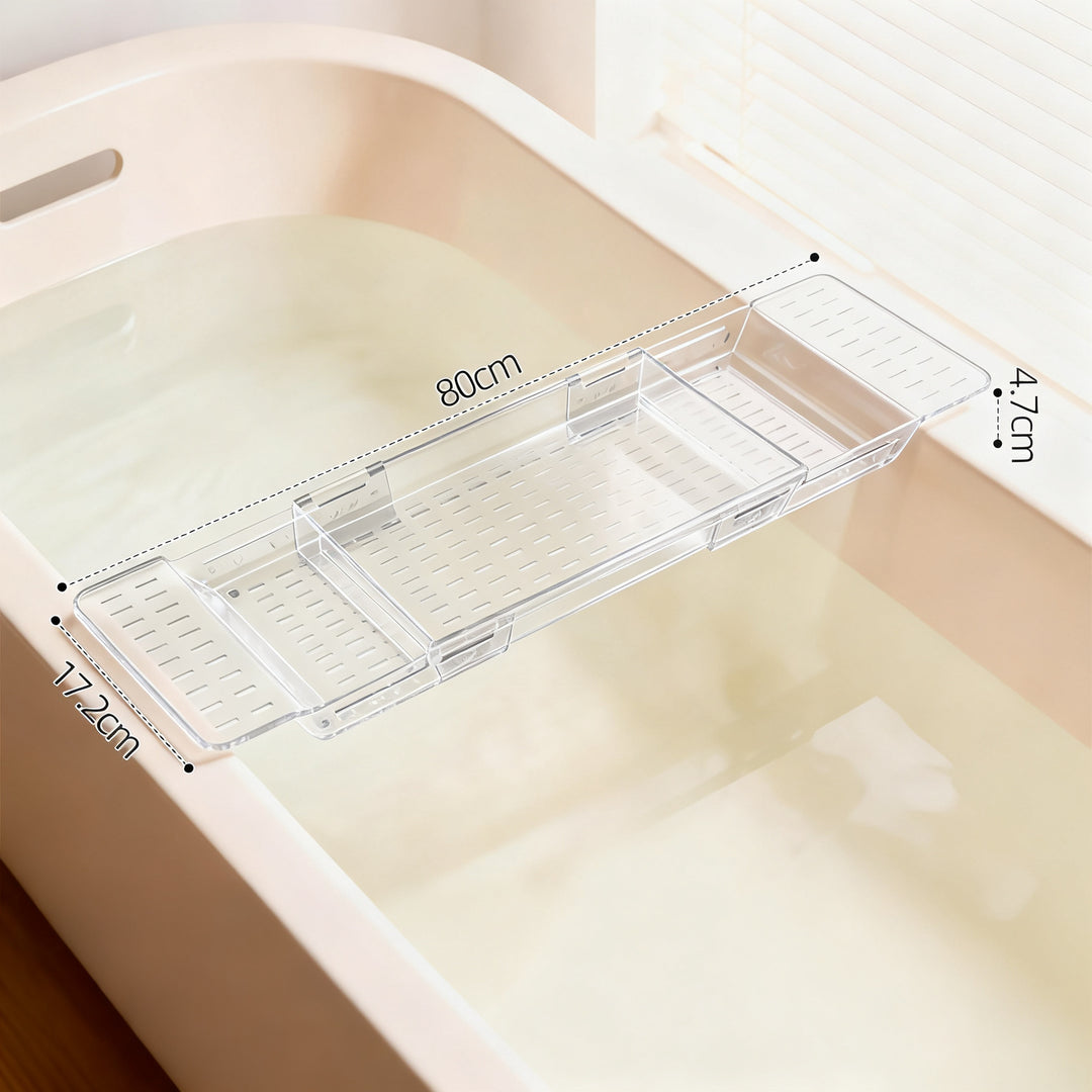 Expandable bathtubl shelf with drain