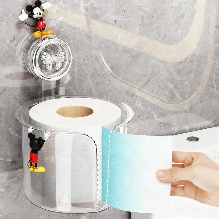 Toilet paper holder with suction cup, wall mountable