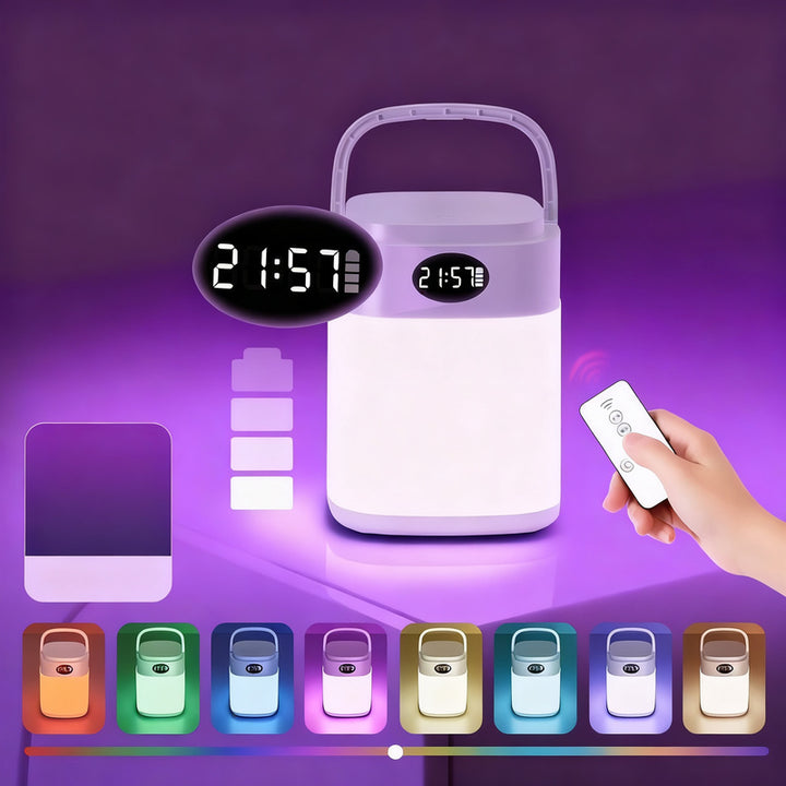 LED night light with remote control and clock