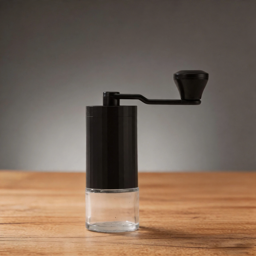 Hand coffee grinder with CNC grinding mechanism and brush